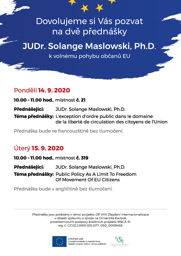 Přednášky  JUDr. Solange Maslowski, Ph.D. 